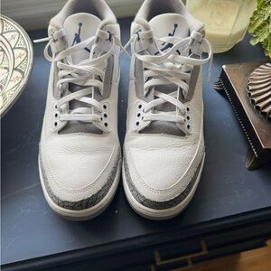 Nike Men's White and Grey Leather Sneakers with Elephant Print